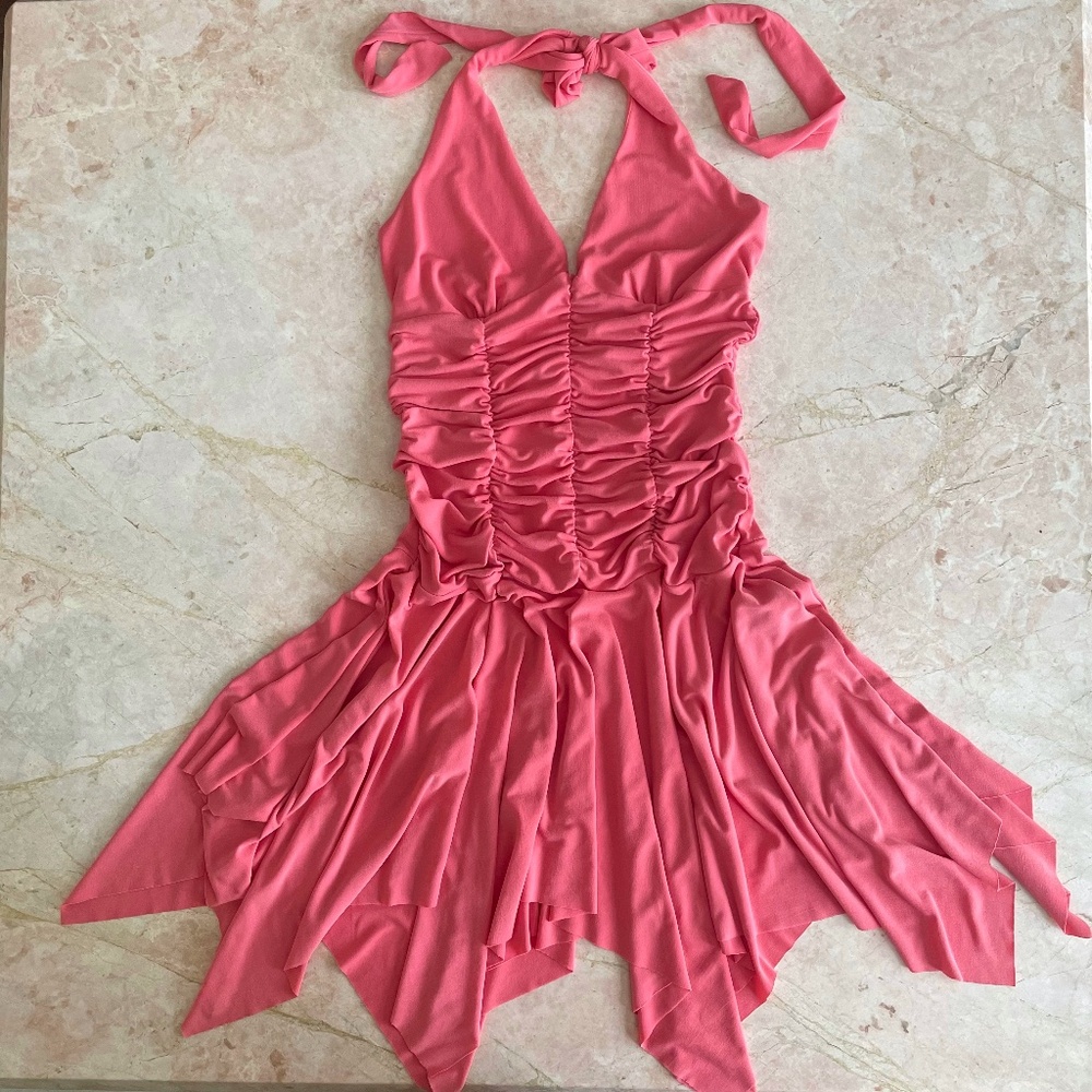 Y2k Pink Asymmetric Fairy Halter Top Dress 🌸🧚